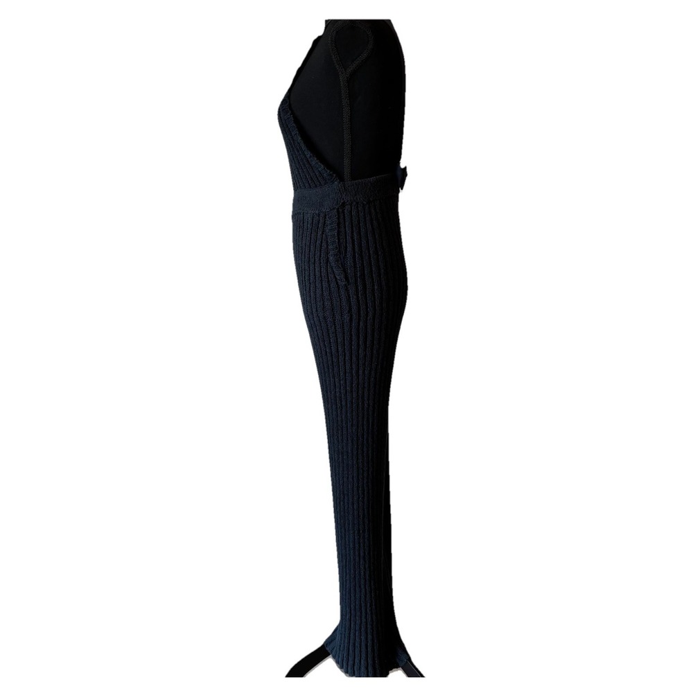 Free People Beach Knit Jumpsuit Ribbed Black Wide Leg Cozy Style Size Small - Picture 8 of 13
